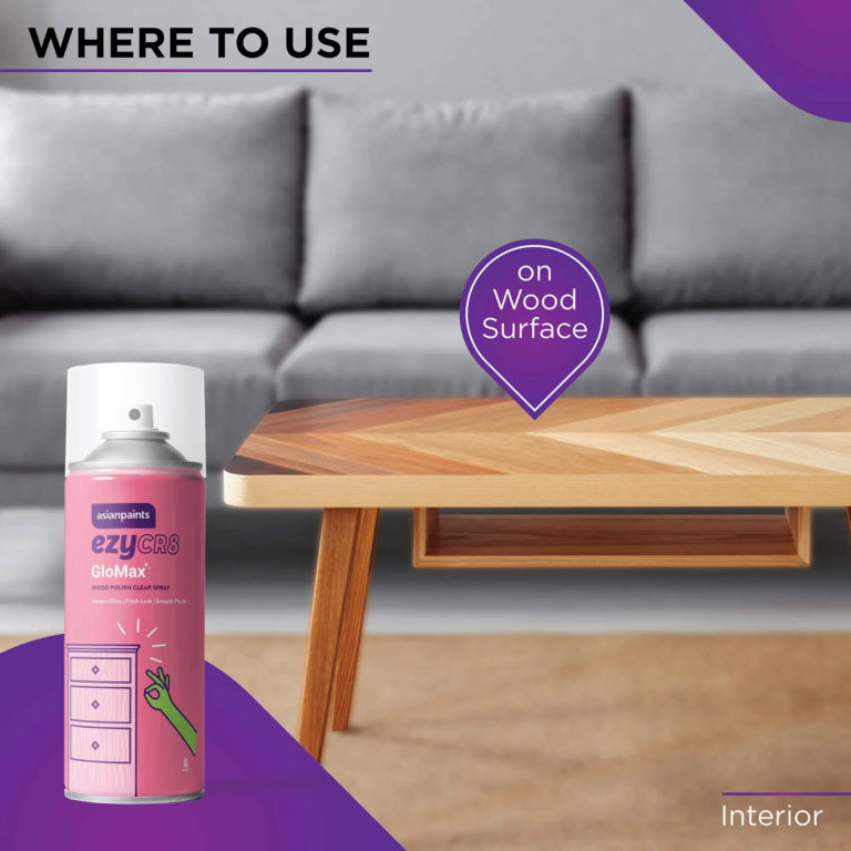 Asian Paints ezyCR8 GloMax Wood Polish Clear Spray 400ml HARDWARE SHACK