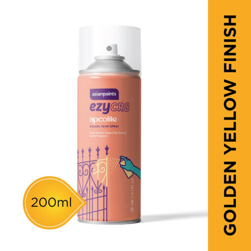 Asian Paints ezyCR8 Apcolite Enamel Paint Spray Golden Yellow (Yellow) 200ml