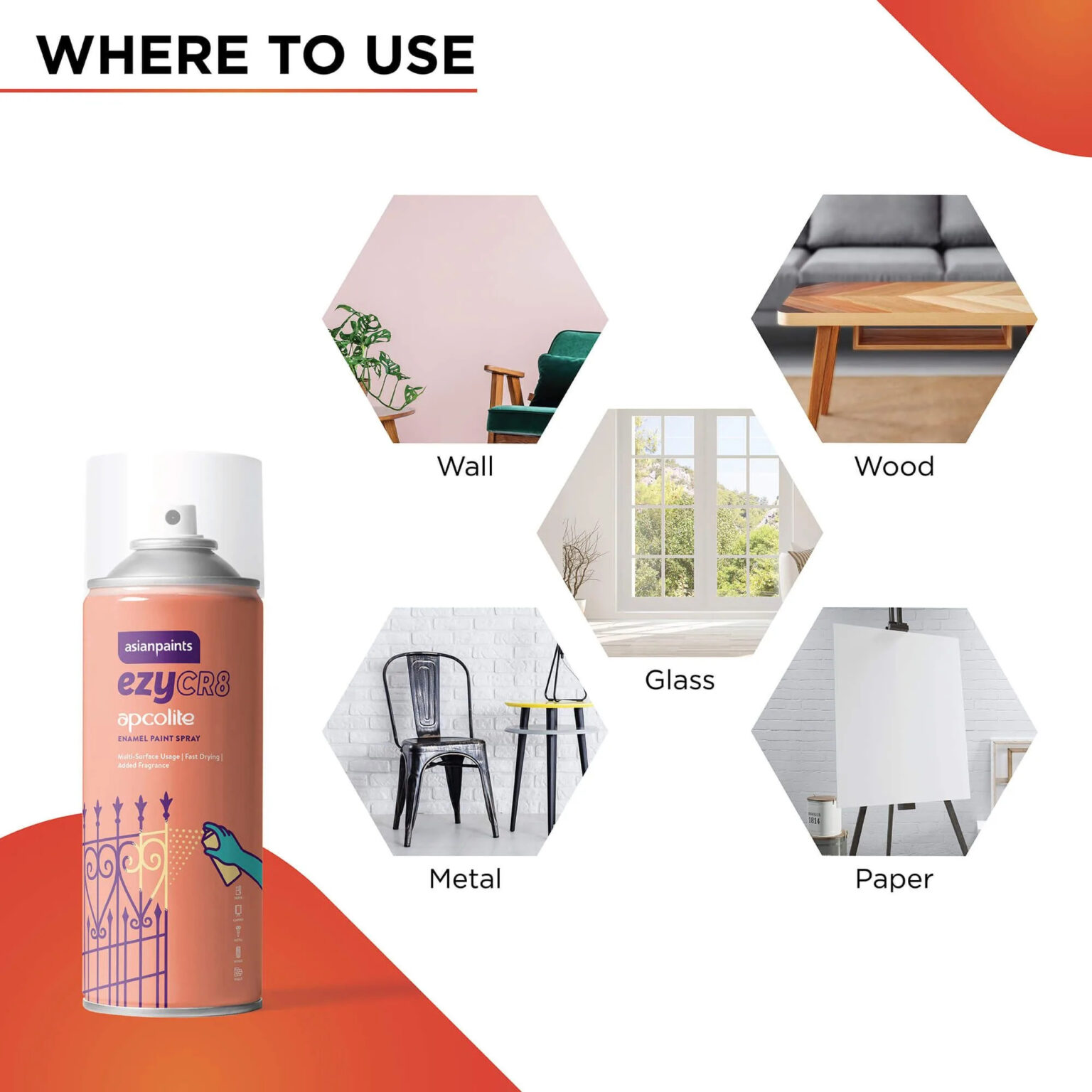 Asian Paints ezyCR8 Apcolite Enamel Paint Spray Golden Yellow (Yellow