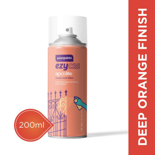 Asian Paints ezyCR8 Apcolite Enamel Paint Spray Deep Orange 200ml
