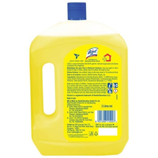 Lizol Disinfectant Surface And Floor Cleaner Liquid,Citrus- 2L