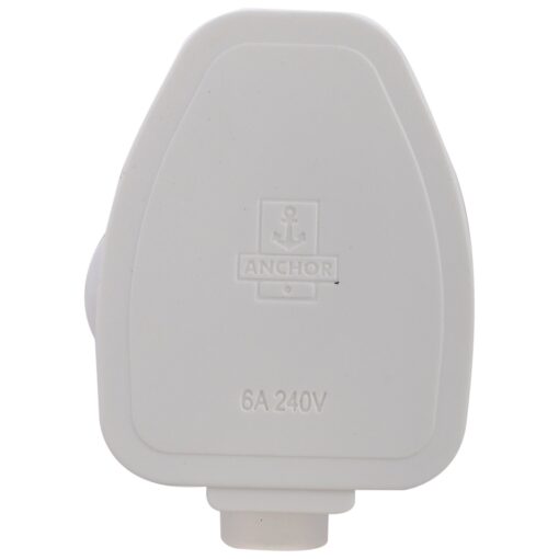 Anchor 38626 Polycarbonate 3-Pin 6A Plug Top (White)