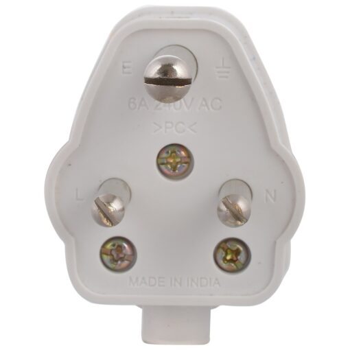 Anchor 38626 Polycarbonate 3-Pin 6A Plug Top (White)